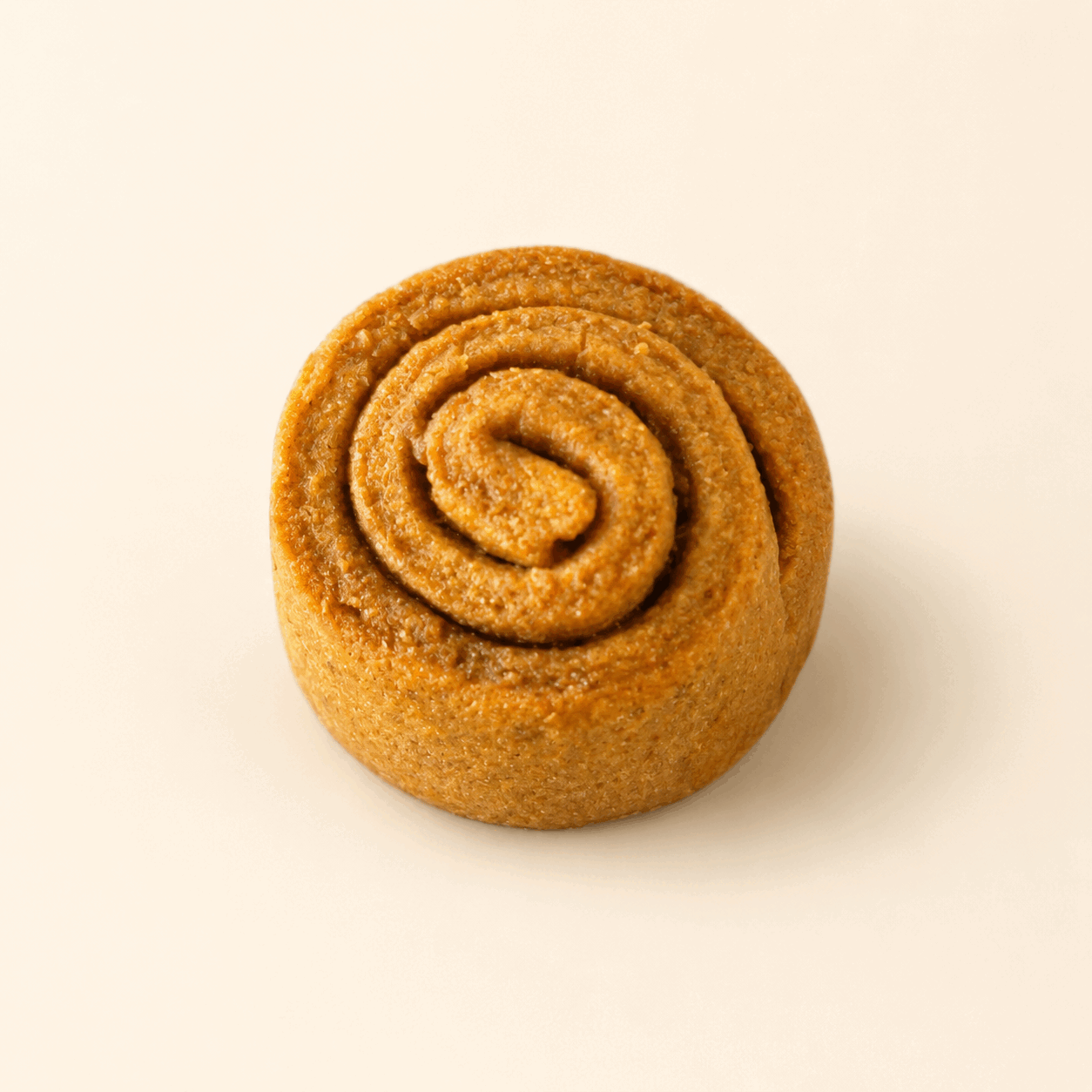 Fresh spiral-shaped cinnamon roll dog dessert